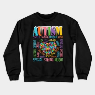 Autism T-ShirtAutism Heart Autism Awareness Puzzle Description T Shirt Crewneck Sweatshirt